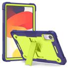 For Xiaomi Redmi Pad SE Shockproof Silicone Hybrid PC Tablet Case with Holder(Yellow Green + Navy Blue) - 1