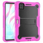 For Xiaomi Pad 7 / 7 Pro Shockproof Silicone Hybrid PC Tablet Case with Holder(Black + Rose Red) - 1