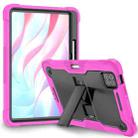 For Xiaomi Pad 7 / 7 Pro Shockproof Silicone Hybrid PC Tablet Case with Holder(Black + Rose Red) - 2