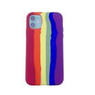 For iPhone 11 Rainbow Liquid Silicone Shockproof Full Coverage Protective Case - 1