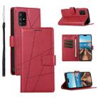 For Samsung Galaxy A71 4G PU Genuine Leather Texture Embossed Line Phone Case(Red) - 1