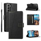 For Samsung Galaxy S21 5G PU Genuine Leather Texture Embossed Line Phone Case(Black) - 1
