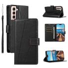 For Samsung Galaxy S21+ 5G PU Genuine Leather Texture Embossed Line Phone Case(Black) - 1