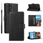 For Samsung Galaxy M55 PU Genuine Leather Texture Embossed Line Phone Case(Black) - 1