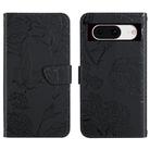 For Google Pixel 8a Skin Feel Butterfly Embossed Flip Leather Phone Case(Black) - 1