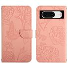 For Google Pixel 8a Skin Feel Butterfly Embossed Flip Leather Phone Case(Pink) - 1