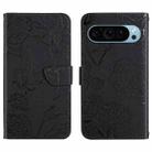 For Google Pixel 9 Pro Skin Feel Butterfly Embossed Flip Leather Phone Case(Black) - 1