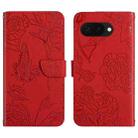 For Google Pixel 9a Skin Feel Butterfly Embossed Flip Leather Phone Case(Red) - 1