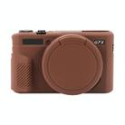 For Canon PowerShot G7 X Mark II / G7X2 Soft Silicone Protective Case with Lens Cover(Coffee) - 1