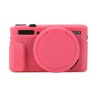 For Canon PowerShot G7 X Mark II / G7X2 Soft Silicone Protective Case with Lens Cover(Peach Red) - 1