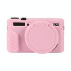 For Canon PowerShot G7 X Mark II / G7X2 Soft Silicone Protective Case with Lens Cover(Pink) - 1