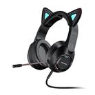 AWEI GM-9 Cat Ear Colorful Light Wired Gaming Headset with Mic, Cable Length: 2m(Black) - 1