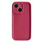 For iPhone 14 Plus Fine Hole Shockproof Frame Frosted TPU Phone Case(Claret Red) - 1
