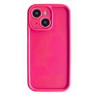 For iPhone 14 Plus Fine Hole Shockproof Frame Frosted TPU Phone Case(Rose Red) - 1