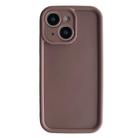 For iPhone 14 Plus Fine Hole Shockproof Frame Frosted TPU Phone Case(Brown) - 1