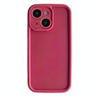 For iPhone 14 Fine Hole Shockproof Frame Frosted TPU Phone Case(Claret Red) - 1