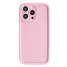 For iPhone 14 Pro Max Fine Hole Shockproof Frame Frosted TPU Phone Case(Pink) - 1