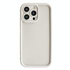 For iPhone 14 Pro Max Fine Hole Shockproof Frame Frosted TPU Phone Case(Beige) - 1