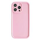 For iPhone 13 Pro Max Fine Hole Shockproof Frame Frosted TPU Phone Case(Pink) - 1