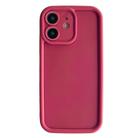 For iPhone 12 Fine Hole Shockproof Frame Frosted TPU Phone Case(Claret Red) - 1