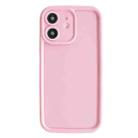 For iPhone 12 Fine Hole Shockproof Frame Frosted TPU Phone Case(Pink) - 1