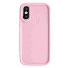 For iPhone X / XS Fine Hole Shockproof Frame Frosted TPU Phone Case(Pink) - 1