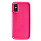 For iPhone X / XS Fine Hole Shockproof Frame Frosted TPU Phone Case(Rose Red) - 1