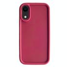 For iPhone XR Fine Hole Shockproof Frame Frosted TPU Phone Case(Claret Red) - 1