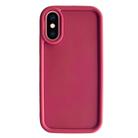 For iPhone XS Max Fine Hole Shockproof Frame Frosted TPU Phone Case(Claret Red) - 1