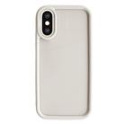 For iPhone XS Max Fine Hole Shockproof Frame Frosted TPU Phone Case(Beige) - 1