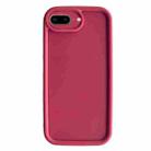 For iPhone 8 Plus / 7 Plus Fine Hole Shockproof Frame Frosted TPU Phone Case(Claret Red) - 1