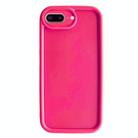 For iPhone 8 Plus / 7 Plus Fine Hole Shockproof Frame Frosted TPU Phone Case(Rose Red) - 1