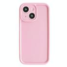 For iPhone 15 Fine Hole Shockproof Frame Frosted TPU Phone Case(Pink) - 1