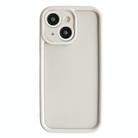 For iPhone 15 Fine Hole Shockproof Frame Frosted TPU Phone Case(Beige) - 1