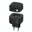 USAMS US-CC209 SMF Series PD35W 8 Pin + Type-C Dual Port GaN Fast Charger, EU Plug(Black) - 1