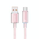 USAMS USB To Type-C 6A Aluminum Alloy Clear LED Fast Charge Data Cable, Length: 1.2m(Pink) - 1