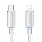 USAMS Type-C To 8 Pin Aluminum Alloy Clear LED 30W PD Fast Charge Data Cable, Length:1.2m(White) - 1