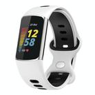 For Fitbit Charge 6 Two Color Silicone Watch Band(White Black) - 1