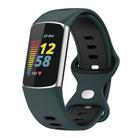 For Fitbit Charge 6 Two Color Silicone Watch Band(Olive Green Black) - 1