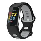 For Fitbit Charge 6 Two Color Silicone Watch Band(Black Grey) - 1