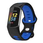 For Fitbit Charge 6 Two Color Silicone Watch Band(Black Blue) - 1