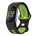 For Fitbit Charge 6 Two Color Silicone Watch Band(Black Lime) - 1