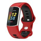 For Fitbit Charge 6 Two Color Silicone Watch Band(Red Black) - 1