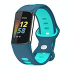 For Fitbit Charge 6 Two Color Silicone Watch Band(Blue Teal) - 1