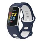 For Fitbit Charge 6 Two Color Silicone Watch Band(Midnight Blue White) - 1