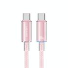 USAMS Type-C To Type-C Aluminum Alloy Clear LED 100W Fast Charge Data Cable, Length:1.2m(Pink) - 1