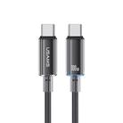 USAMS Type-C To Type-C Aluminum Alloy Clear LED 100W Fast Charge Data Cable, Length:1.2m(Black) - 1