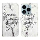 For iPhone 15 Pro Max Oil Embossed 3D Drawing Leather Phone Case(Words Marble) - 1