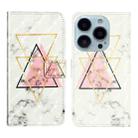 For iPhone 15 Pro Max Oil Embossed 3D Drawing Leather Phone Case(Triangular Marble) - 1