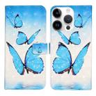 For iPhone 15 Pro Oil Embossed 3D Drawing Leather Phone Case(3 Butterflies) - 1